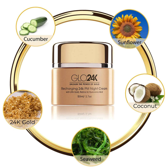 Recharging 24k PM Night Cream with 24k Gold, Retinol & Hyaluronic Acid - Perla Margherita