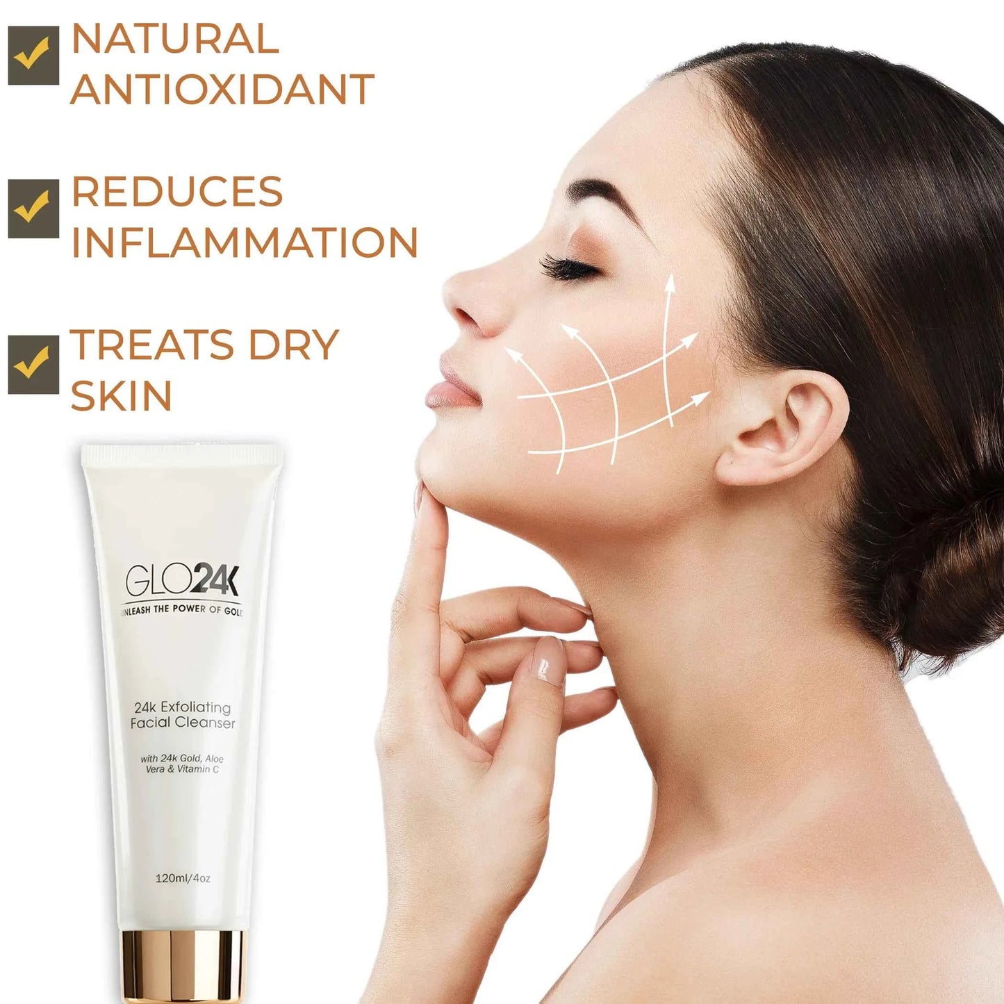 24k Gold Facial Cleanser with Aloe Vera & Vitamin C for Exfoliating Radiance - Perla Margherita