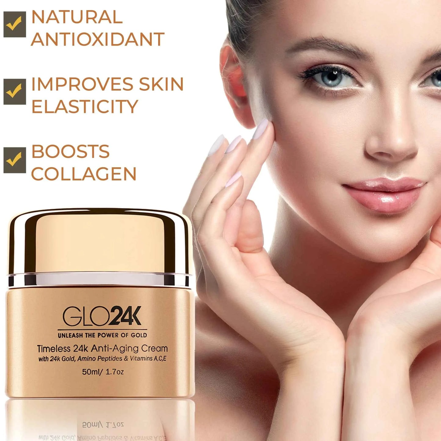 Timeless 24k Anti-Aging Cream with 24k Gold, Amino Peptides & Vitamins A, C, E - Perla Margherita