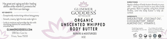 Organic Whipped Body Butter - Unscented Natural Moisturizer - Perla Margherita