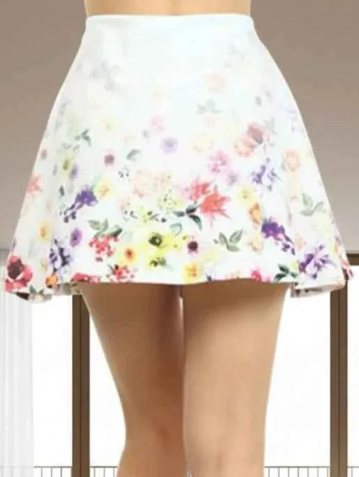 Floral Skirt - High Banded Waist