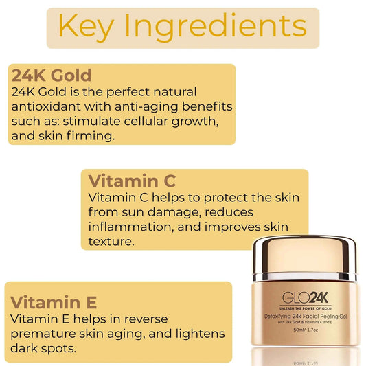 Detoxifying 24k Facial Peeling Gel with 24k Gold & Vitamins C and E - Perla Margherita