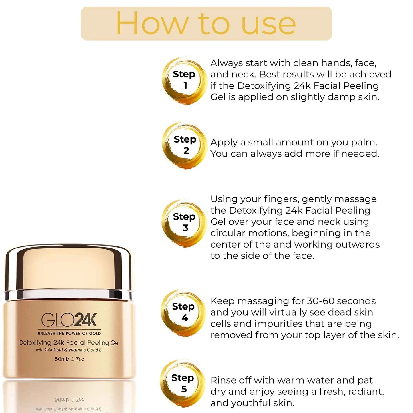 Detoxifying 24k Facial Peeling Gel with 24k Gold & Vitamins C and E - Perla Margherita