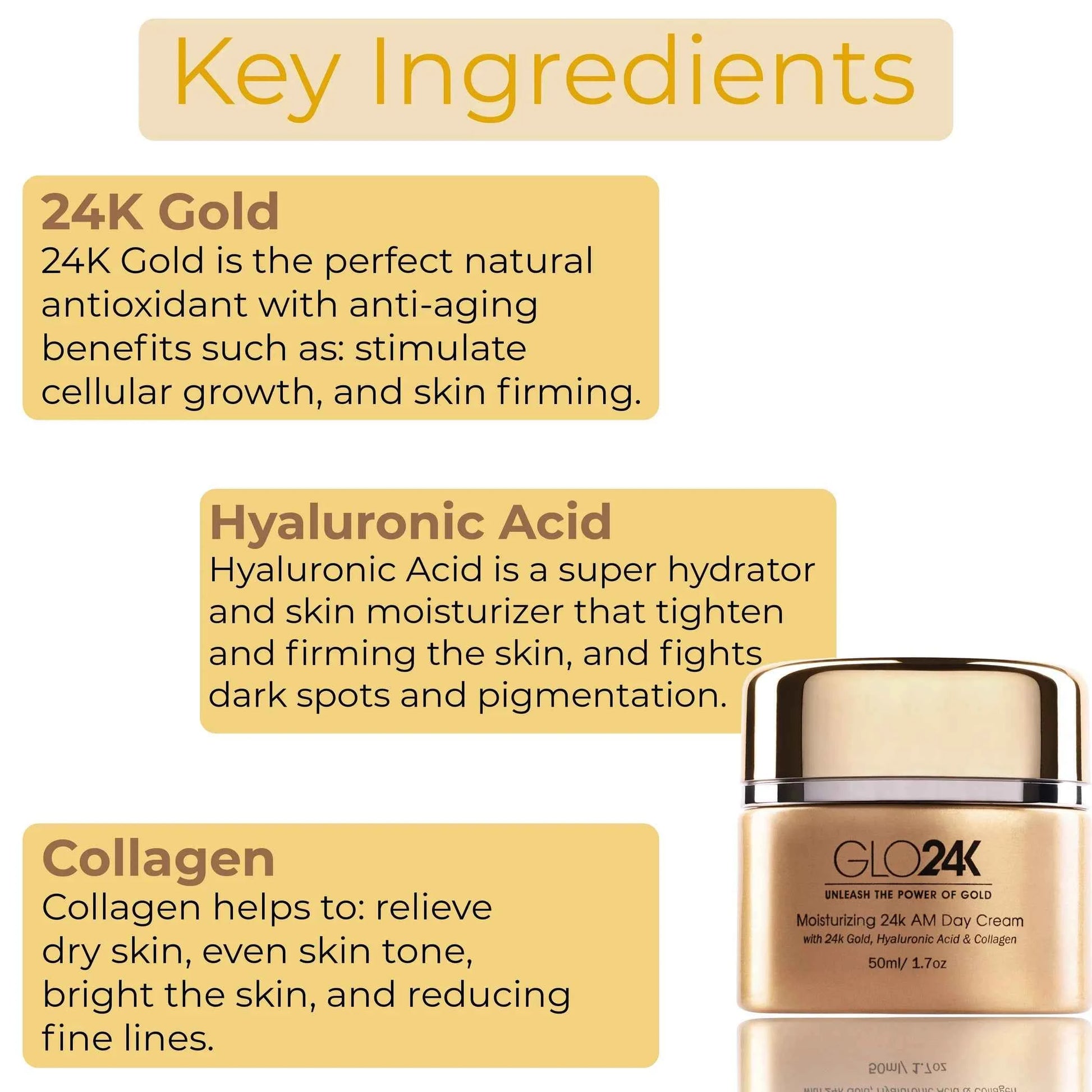Moisturizing 24k Gold Cream with Hyaluronic Acid and Collagen for All-Day Hydration – Luxurious 24k Gold Moisturizing Cream - Perla Margherita
