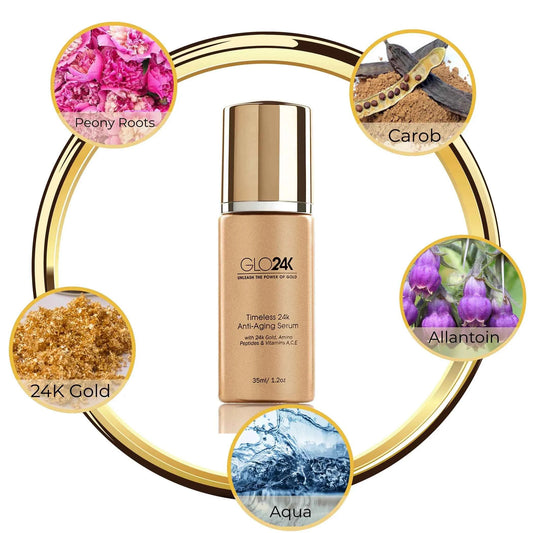 Timeless 24k Anti-Aging Serum with 24k Gold, Amino Peptides & Vitamins A, C, E - Perla Margherita