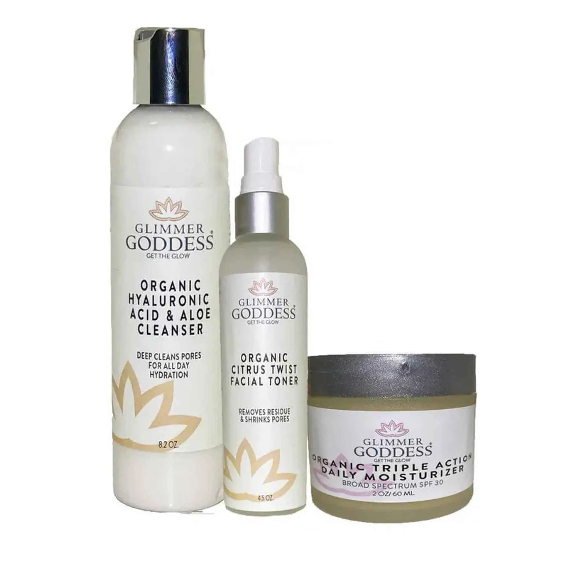 Organic Anti-Aging Skincare Kit - 3 Step Cleanse, Tone & Moisturize System - Perla Margherita