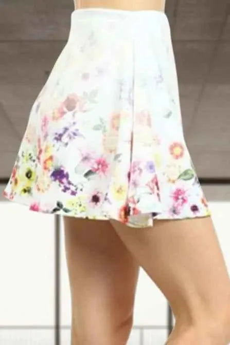 Floral Skirt - High Banded Waist
